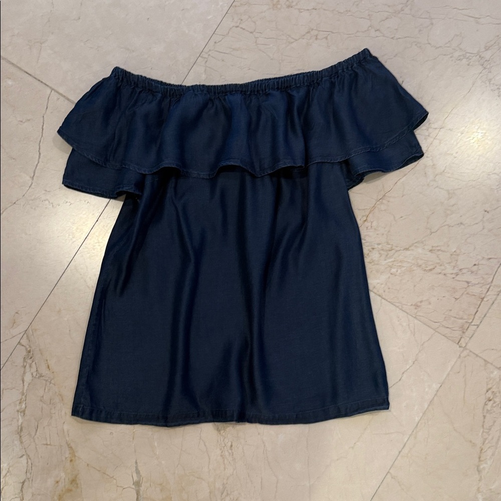 Halston Heritage Navy Ruffle Tube Top